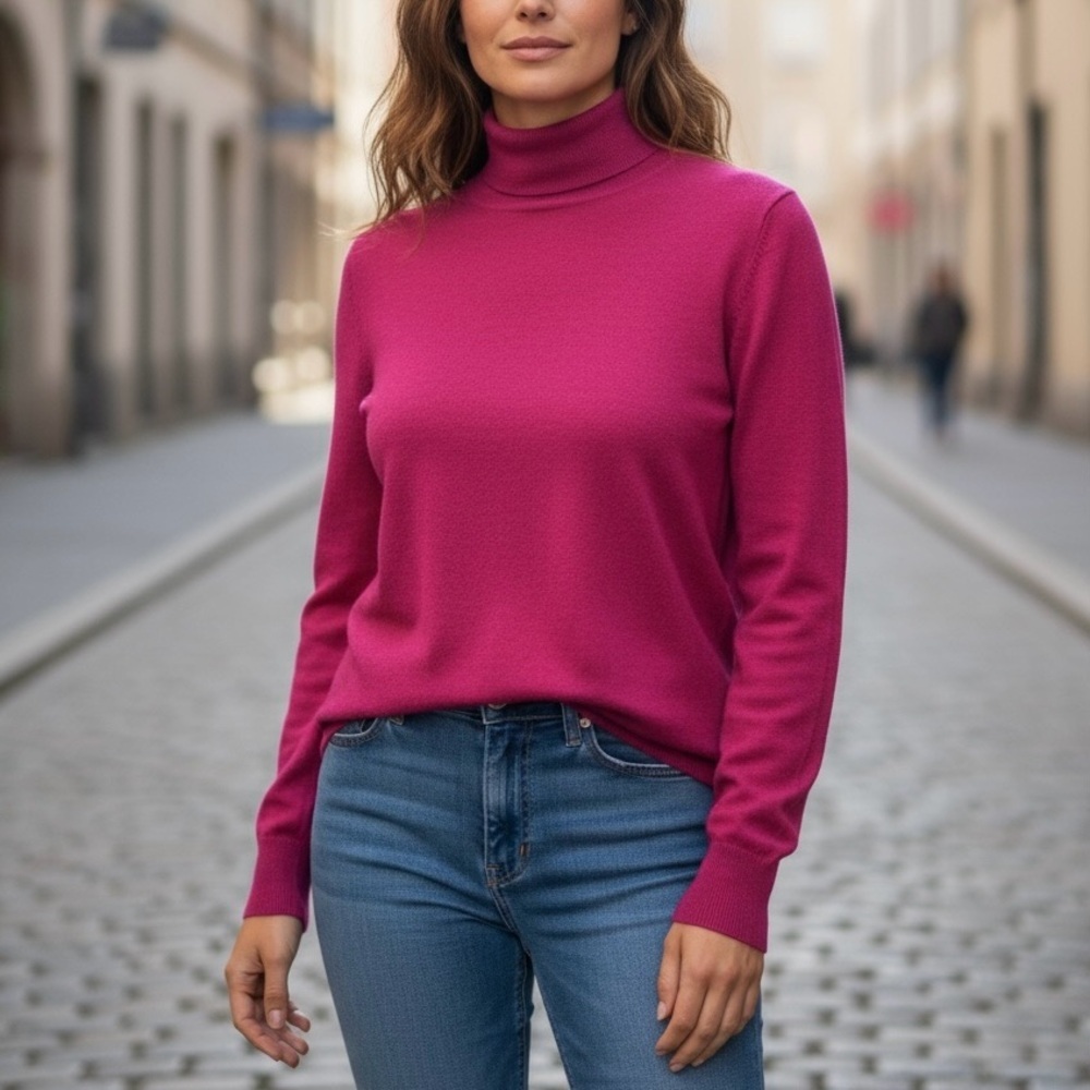 Talbots Pink Knit Turtleneck Sweater Women’s Size S Pullover Long Sleeves